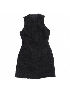 Versace Versus Dress Tweed Front Slit Sleeveless Black 40